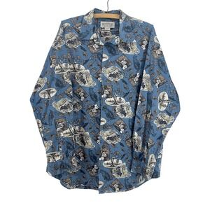 Authentic Outfitters Roundtree & Yorke Men Long Sleeve Button Up L Hunting Deer